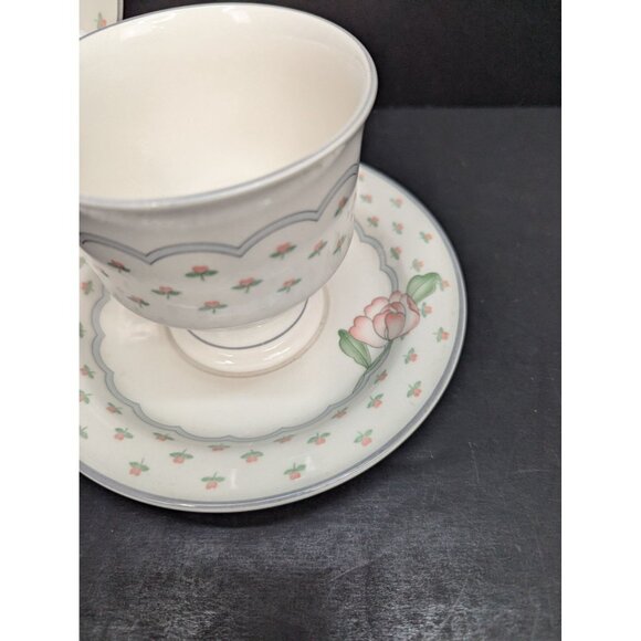 Sango Rose Chintz 3793 1 Footed Teacup and 2 Saucers by Suzanne Evans - Picture 6 of 9